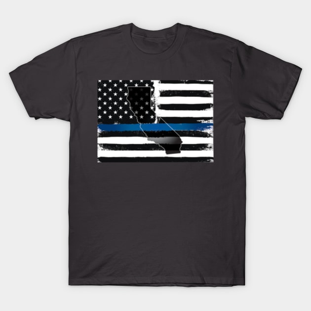 California Thin Blue Line Flag T-Shirt by Ten20Designs